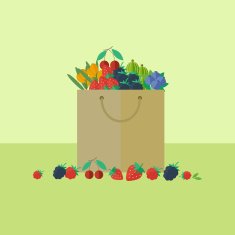 Card with berries in flat style Vector illustration