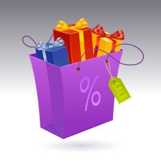 Gift Boxes in Shopping Bag with tag