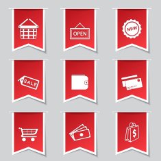 Shopping Sign Label Vector Red Icon Design Set 2