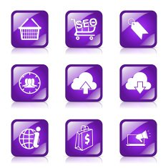 SEO Internet Sign Square Vector Violet Icon Design Set 7 N7