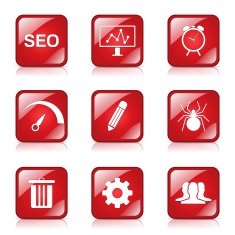 SEO Internet Sign Square Vector Red Icon Design Set 8 N7