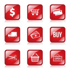Shopping Sign Square Vector Red Icon Design Set N7