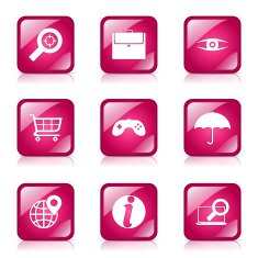 SEO Internet Sign Square Vector Pink Icon Design Set 10 N7