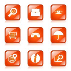SEO Internet Sign Square Vector Orange Icon Design Set 10 N6