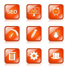SEO Internet Sign Square Vector Orange Icon Design Set 8 N6
