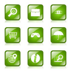 SEO Internet Sign Square Vector Green Icon Design Set 10 N7