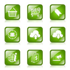 SEO Internet Sign Square Vector Green Icon Design Set 7 N6