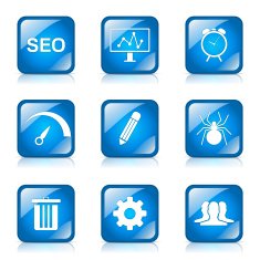 SEO Internet Sign Square Vector Blue Icon Design Set 8 N6