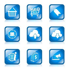 SEO Internet Sign Square Vector Blue Icon Design Set 7 N6