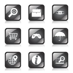 SEO Internet Sign Square Vector Black Icon Design Set 10 N7
