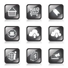 SEO Internet Sign Square Vector Black Icon Design Set 7 N6
