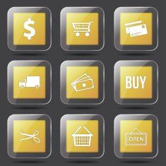 Shopping Sign Square Vector Yellow Icon Design Set N8