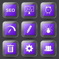 SEO Internet Sign Square Vector Violet Icon Design Set 8 N8