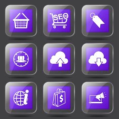 SEO Internet Sign Square Vector Violet Icon Design Set 7 N8
