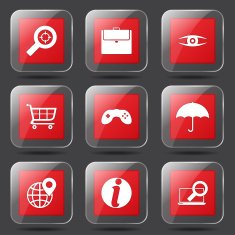 SEO Internet Sign Square Vector Red Icon Design Set 10 N5