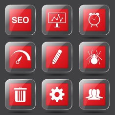 SEO Internet Sign Square Vector Red Icon Design Set 8 N8