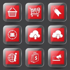 SEO Internet Sign Square Vector Red Icon Design Set 7 N7