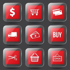 Shopping Sign Square Vector Red Icon Design Set N8
