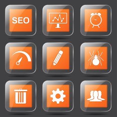 SEO Internet Sign Square Vector Orange Icon Design Set 8 N7