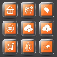 SEO Internet Sign Square Vector Orange Icon Design Set 7 N8