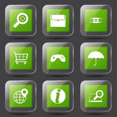 SEO Internet Sign Square Vector Green Icon Design Set 10 N8