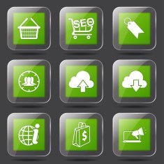 SEO Internet Sign Square Vector Green Icon Design Set 7 N7