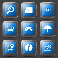 SEO Internet Sign Square Vector Blue Icon Design Set 10 N8