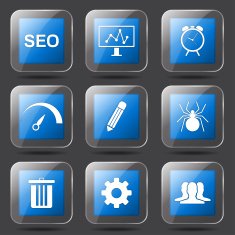 SEO Internet Sign Square Vector Blue Icon Design Set 8 N7