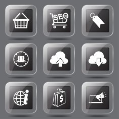 SEO Internet Sign Square Vector Black Icon Design Set 7 N7