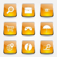 SEO Internet Sign Square Vector Yellow Icon Design Set 10 N7