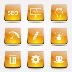 SEO Internet Sign Square Vector Yellow Icon Design Set 8 N8