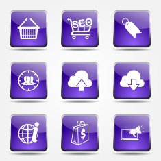 SEO Internet Sign Square Vector Violet Icon Design Set 7 N9