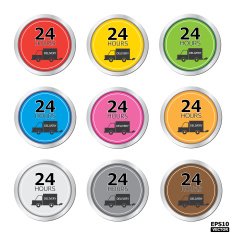 24 hours delivery button icon sign sticker -eps10 vector