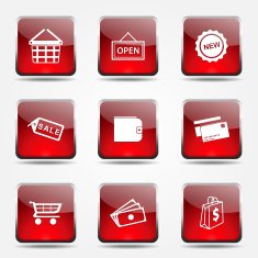 Shopping Sign Square Vector Red Icon Design Set 2 N8