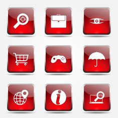 SEO Internet Sign Square Vector Red Icon Design Set 10 N6