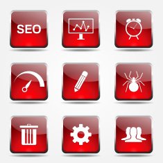 SEO Internet Sign Square Vector Red Icon Design Set 8 N9