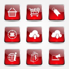SEO Internet Sign Square Vector Red Icon Design Set 7 N8