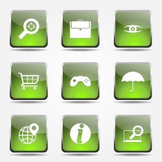 SEO Internet Sign Square Vector Green Icon Design Set 10 N9