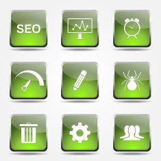 SEO Internet Sign Square Vector Green Icon Design Set 8 N8
