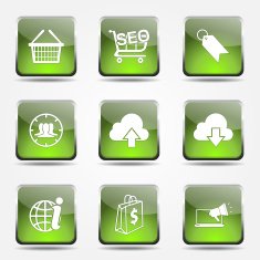 SEO Internet Sign Square Vector Green Icon Design Set 7 N8