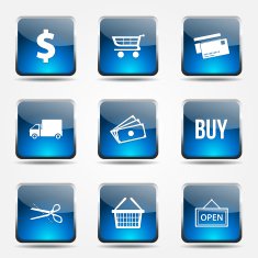 Shopping Sign Square Vector Blue Icon Design Set N9