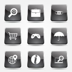 SEO Internet Sign Square Vector Black Icon Design Set 10 N9