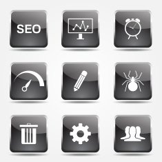 SEO Internet Sign Square Vector Black Icon Design Set 8 N9