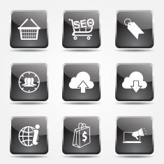 SEO Internet Sign Square Vector Black Icon Design Set 7 N8