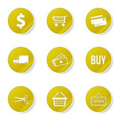 Shopping Sign Yellow Vector Button Icon Design Set N5