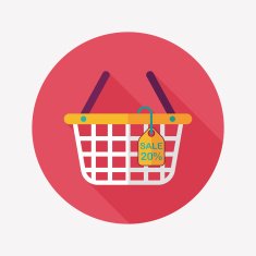 shopping basket flat icon with long shadow eps10 N14