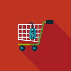 shopping cart flat icon with long shadow eps10 N32