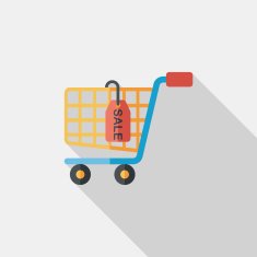 shopping cart flat icon with long shadow eps10 N33