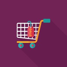 shopping cart flat icon with long shadow eps10 N34