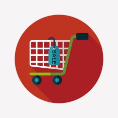 shopping cart flat icon with long shadow eps10 N35